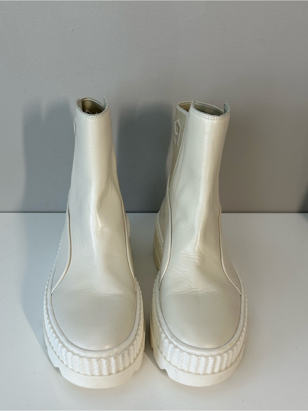 Puma Fenty by Rhianna Chelsea White Combat Boots Size 7 Punk - Picture 5 of 14